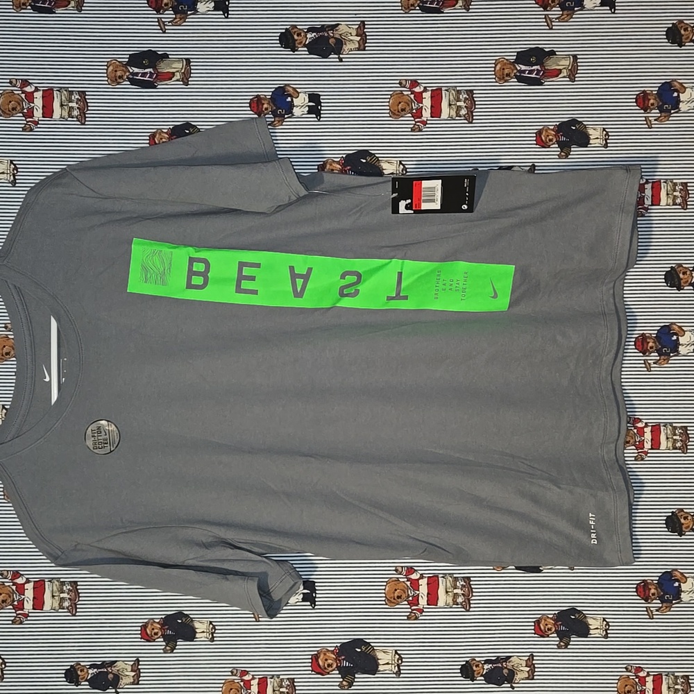 Nike Beast Drifit Brothers Eat & Stay Together Gray/green T Shirt Mens Large